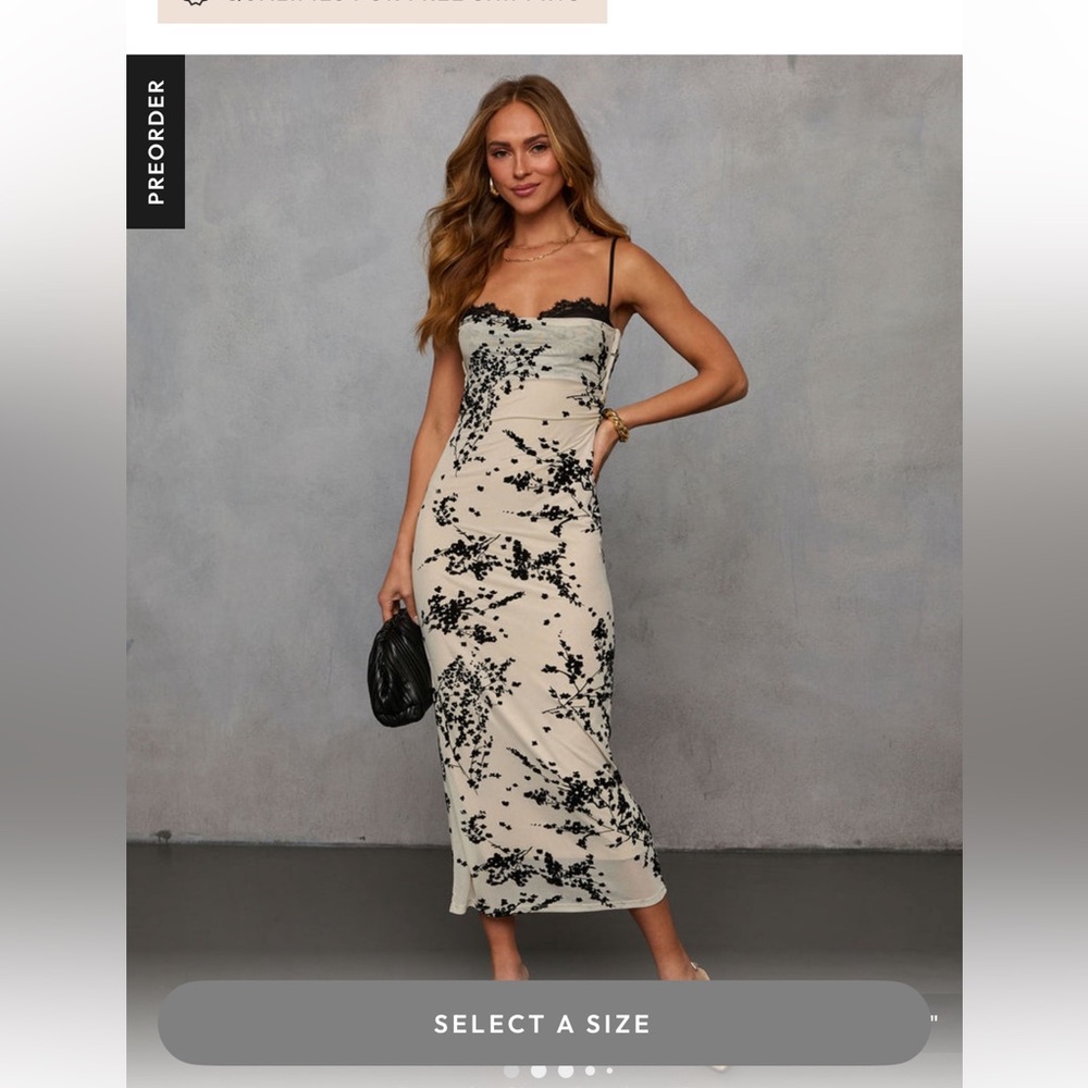 NWOT Elegant Black and White Floral Dress